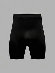 SHEIN 大码男士纯色圆领背心和短裤塑身衣套装