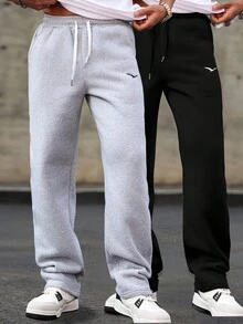 Manfinity Homme Men's Casual Versatile Drawstring Waist Bird Embroidery Sweatpants Mens Joggers Mens Sweatpants Gym Sweats Sweatpants Pack Stacked Sweats Men S Jogger Men S Sweats - Multicolor - View 5