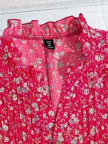 Franclia Plus Size Women Summer Casual Loose Allover Print Short Sleeve Blouse