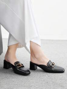 CUCCOO BIZCHIC 女士经典低跟露跟平底鞋，黑色 - 黑色 - 查看 1