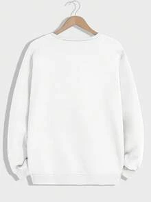 EURMUSE Cotton Men's Plain Solid Color Minimalist Letter Printed Two Pieces Set - Baby Blue - View 7