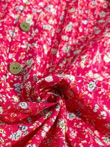 Franclia Plus Size Women Summer Casual Loose Allover Print Short Sleeve Blouse