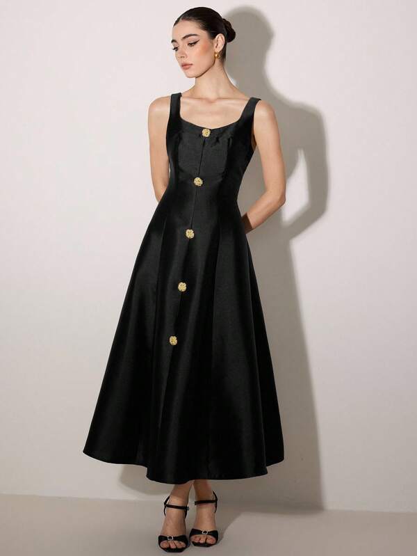 Poshira فستان طويل أنيق وبسيط للنساء، صيفي