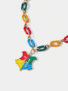 HARRY POTTER X SHEIN Color Block Letter Design Fashion Necklace & Earrings Set - Gold - View 2