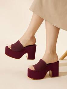 CUCCOO BASICS Women's Open Toe Slip-On Mule Sandals, Chunky Heel, Waterproof Platform, Breathable For Summer And Spring, Party Wear