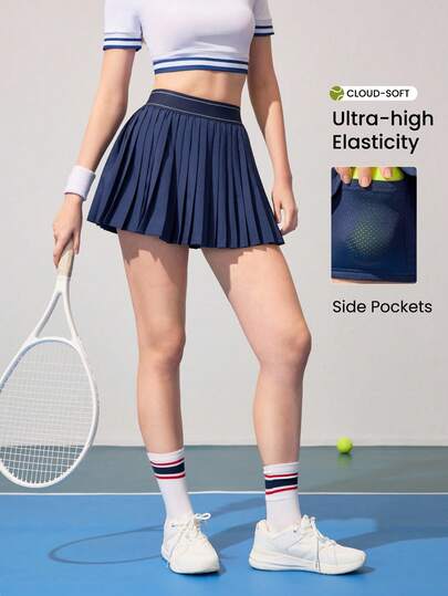 CourtClass Summer Casual Versatile Pleated Yoga Sports Skirt Shorts Tennis Skirts For Women Pleated Tennis Skirt Tennis Skirt With Pockets