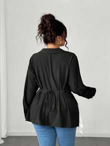 Elenzga Plus Size Women Gothic Prep With Wednesday Twist Contrast Lace Elegant Lightweight Binding Shirt Fall Cloth For Women - Black and White - View 8