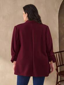 SHEIN Clasi 粉色大码女士西装外套，通勤和商务优雅装扮，秋冬商务休闲女士 - 紫紅色 - 查看 2