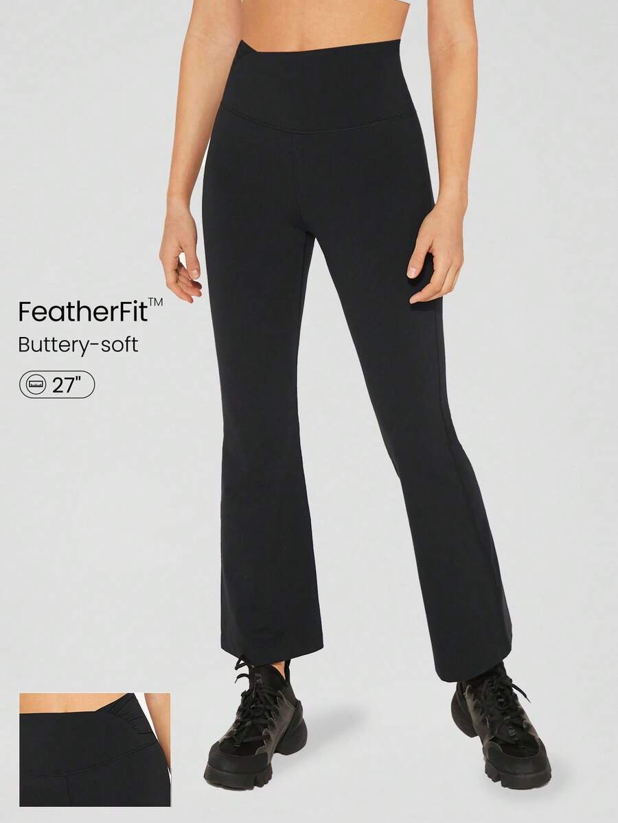 GLOWMODE بنطلون مطاطي متوسط ​​الارتفاع بأطراف واسعة طول الكاحل Featherfit ™ بمقاس 27"
