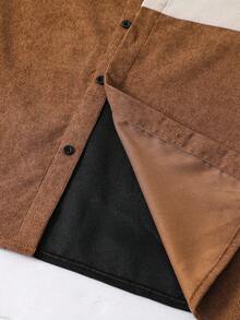 SHEIN Teenage Boys' Casual Color Block Patchwork Polo Collar Long Sleeve Shirt, Versatile All-Match Suitable For Commuting, School, Casual, Travel, Outdoor, Party, Autumn/Winter Fall Autumn And Winter Back To School - Multicolor - View 7