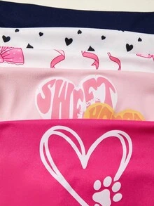 SHEIN Explorewe 5pcs Toddler Girls' Cute Cartoon Rabbit Striped & Ditsy Floral Long Sleeve T-Shirt, Multi-Pack Fall Winter - Pink - View 3