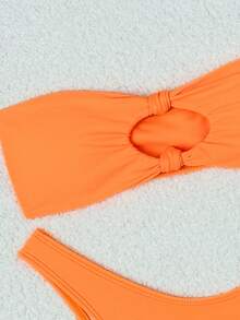 Swim Basics Summer Beach Hollow Out Strapless Bikini Set Swimming Suit