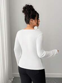 SHEIN Elenzya قميص نسائي أنيق بطبعة وردة كبير الحجم - أبيض - مشاهدة 2