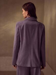 MOTF PREMIUM BLAZER CASUAL ELEGANTE DE PANA MORADO PARA MUJER
