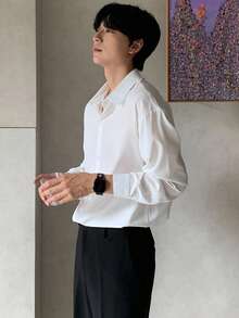 DAZY 男士纯色纽扣前开襟衬衫 长袖男士衬衫 秋冬