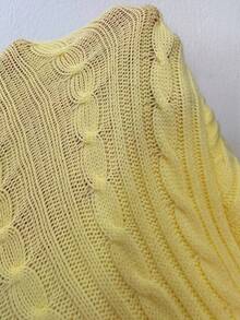 SHEIN Unity Suéter ajustado y corto de punto retorcido de unicolor y sexy - Amarillo - Ver 5