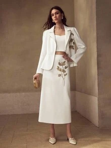 MOTF PREMIUM VÁY XÉ THÊU - trắng - Xem 6