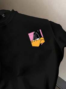 Looney Tunes X Manfinity Manfinity Joysei 男士卡通图案黑色圆领针织短袖T恤 - 黑色 - 查看 2