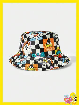 LOONEY TUNES X SHEIN 双面卡通图案渔夫帽