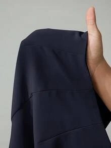 SHEIN Tall 夏季女士浅米色西装裤，通勤优雅约会藏青色裤子高腰裤阔腿裤女正装裤百褶裤女正装裤，女士时尚裤子，秋季 - 藏蓝色 - 查看 8