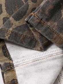 DAZY Quần jean ống rộng dáng rộng, túi họa tiết da báo dành cho nữ - Rỉ Nâu - Xem 8