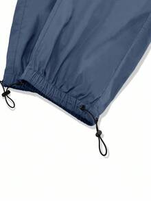 Manfinity Roghcode Pantalones holgados para hombre con bolsillo con solapa y cordón en la cintura, para otoño - Neblina azul - Ver 7