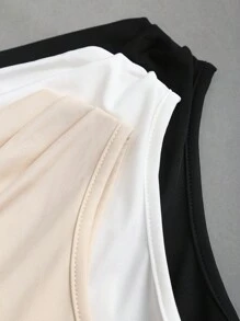 Sweetra 女式夏季欧式纯色三件套，金属装饰扭纹下摆不对称下摆修身休闲日常通勤百搭 T 恤 - 彩色 - 查看 6