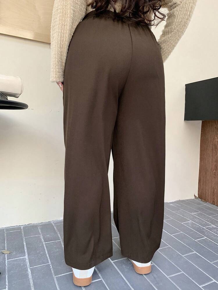 Dazy Plus Plus Size Solid Color Versatile Loose Casual Pants, All Season Fall