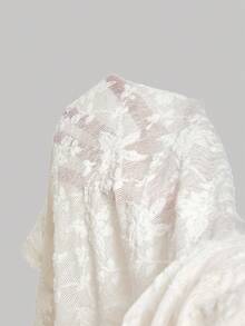 SHEIN MOD 女士时尚优雅荷叶边V领中长连衣裙 - 米色 - 查看 5