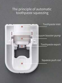 1 件装牙膏分配器，浴室壁挂式免提牙膏挤压器支架，无需电力，设计简约 - 白色 - 查看 6