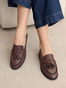 Rosivie Women's Casual Slip-On Flat Athletic Sneakers For Christmas - Coffee Brown - View 3