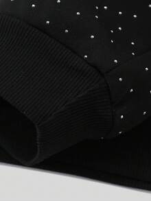 ROMWE MEN Street Life Unisex Jesus Graphic Rhinestone Embellished Hoodie, Casual Everyday Wear, Autumn/Winter