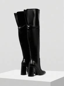 MOTF 时尚尖头粗跟过膝长靴，适合约会和派对