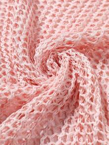 Manfinity Roghcode Men's Solid Color Round Neck Long Sleeve Hollow Out Loose Knit Sweater, Autumn Beach Dusty Pink Casual - Pink - View 5