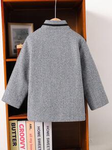 SHEIN Young Boy Button Front Overcoat Without Tee Fall Winter