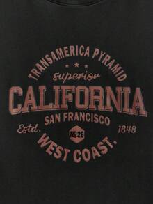 MODCRASH 男士极简印花圆领长袖T恤，图案T恤，街头服饰，适合秋冬春夏穿着 - 黑色 - 查看 4