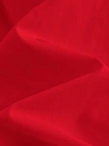 SHEIN 新生女婴可爱花朵荷叶边袖连衣裙，带蝴蝶结装饰 - 紅色 - 查看 4