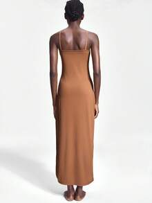 Shapelle Forme 舒适、柔软、亲肤、居家、修身、开衩、塑身女士吊带长裙睡袍