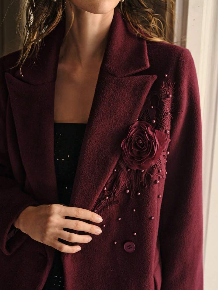 FLORAL 3D ELEGANT OVERCOAT, AUTUMN/WINTER