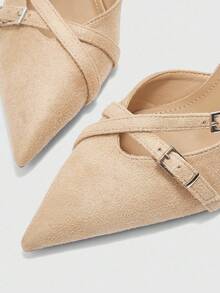 CUCCOO BIZCHIC Cuccoo Women's Fashion V-Cut Strap High Heel Pointed Toe Pumps - Apricot - View 7