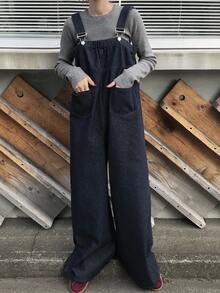 FRIFUL Women's Loose Fit Baggy Denim Jumpsuit With Dual Pockets - Grey - View 3