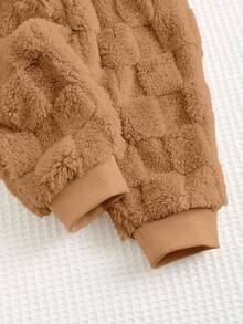 Cozy Pixies Conjunto de 2 peças para bebê menino com estampa de ursinho fofo, moletom dupla face com gola redonda e ombros caídos, nas cores marrom e mocha. Ideal para o outono e inverno. Perfeito para recém-nascidos. - Caqui - Ver 9
