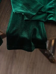 2件套年轻女孩休闲纯色连帽衫和运动裤 - 綠色 - 查看 3