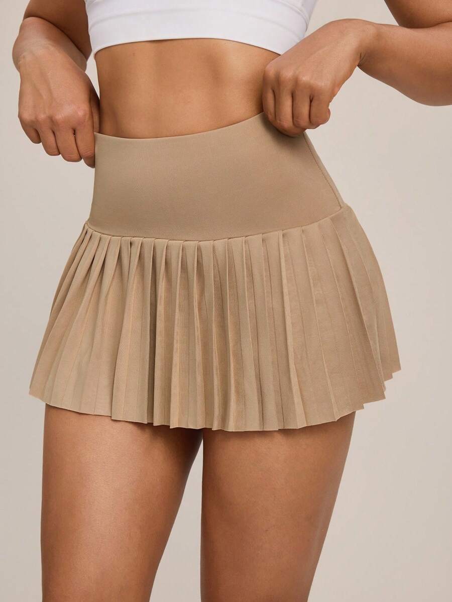 Hanevo Sports Skirt - Skort Solid Color, Fashion For Summer - Khaki - View 1
