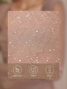 Amorya 女士方领长袖亮片针织修身优雅中长连衣裙，灰色/粉色，适合日常穿着、派对、春夏季 - 粉色 - 查看 4