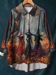 EMERY ROSE Blusas de talla grande para Halloween - Multicolor - Ver 1