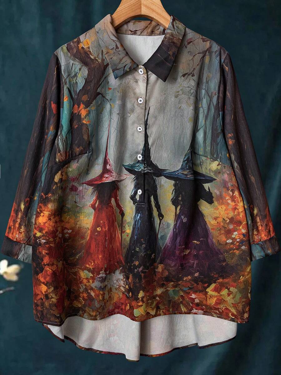 EMERY ROSE Blusas de talla grande para Halloween - Multicolor - Ver 1