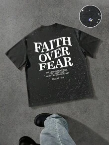Manfinity EMRG Men's Casual Silver Foil Slogan Print Short Sleeve T-Shirt, Summer - Black - View 4