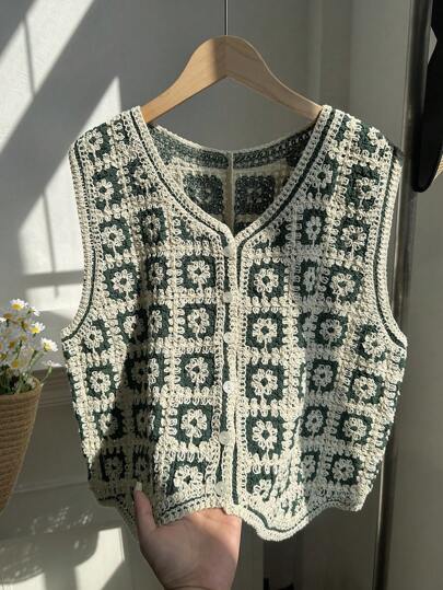 Comfortcana 大码拼色针织无袖轻便开衫