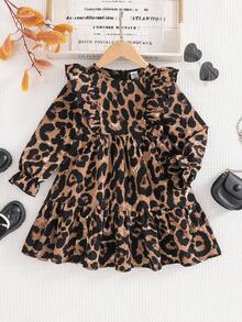 Emery Rose Kids Emery Rose Kids 年轻女孩夏季/秋季全身印花荷叶边荷叶边袖连衣裙，非常适合夏季和秋季休闲日常穿着和学校日常穿着，妈妈和女儿和姐妹搭配 - 黑色 - 查看 2